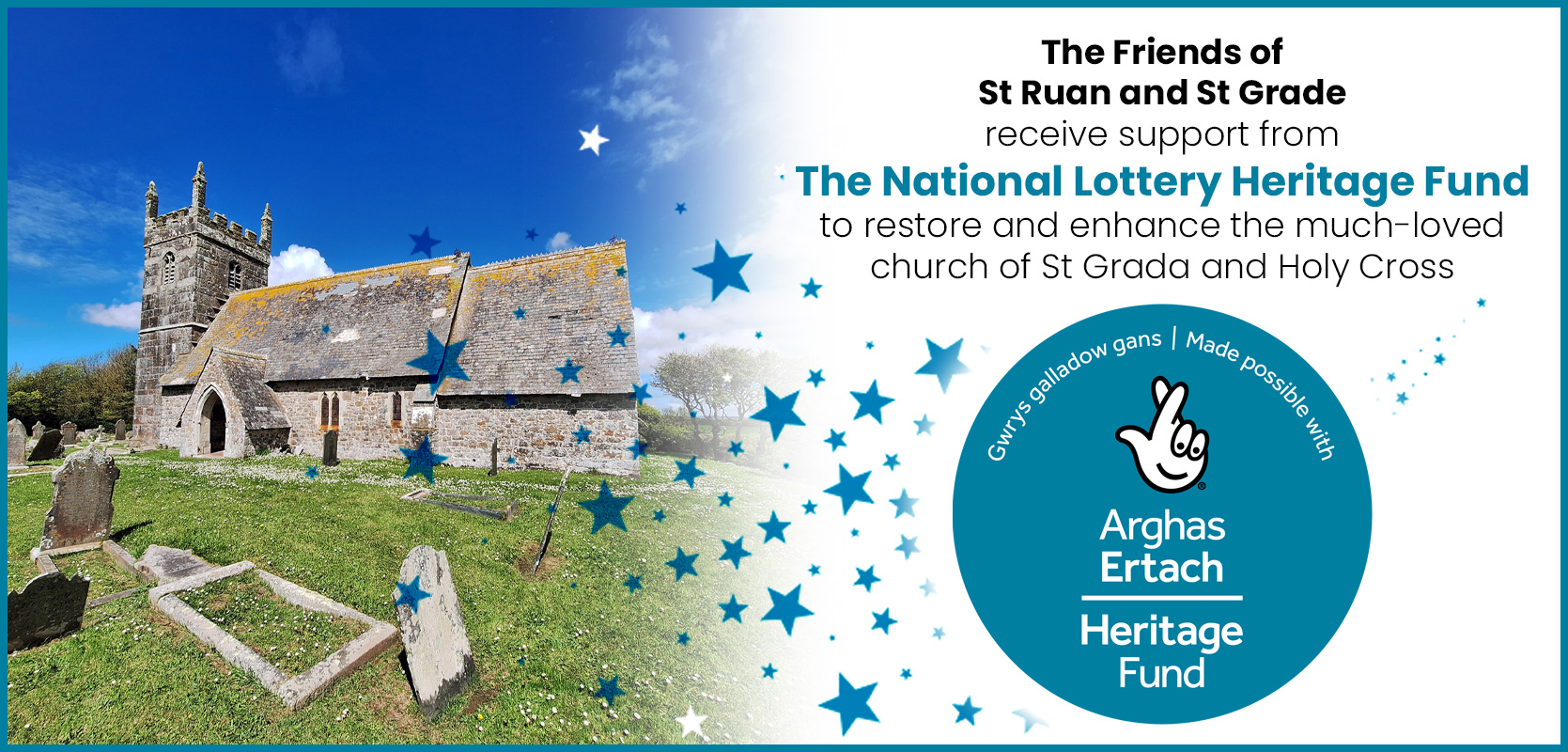 The Friends of St Ruan and St Grade receive support from The National Lottery Heritage Fund to restore and enhance the much-loved church of St Grada and Holy Cross